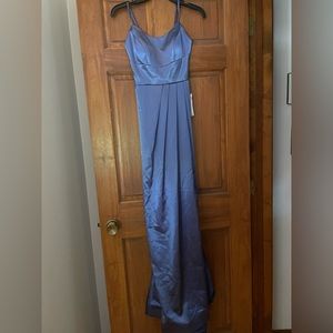Blue satin formal dress, NWT